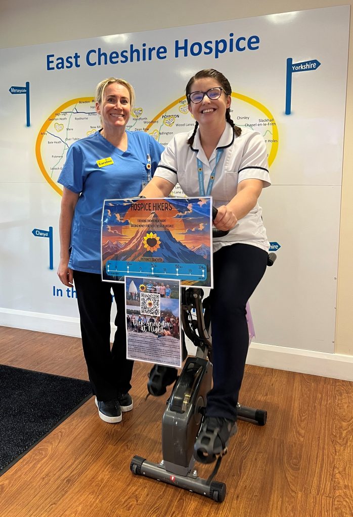 Photo of two women using a bike machine