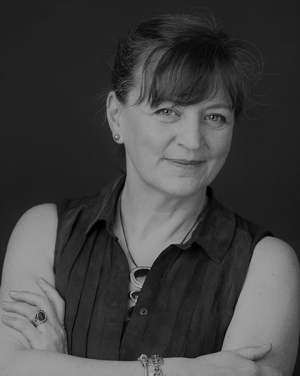 Black and white portrait photo of Dr Kathryn Mannix