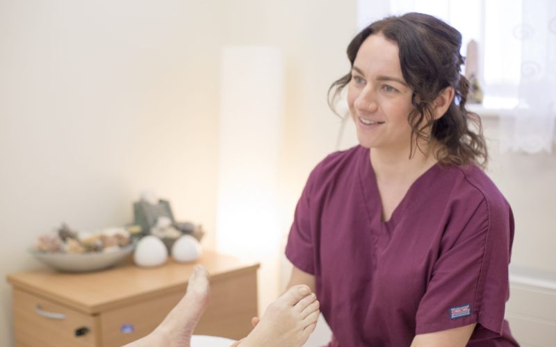 East Cheshire Hospice's Complementary Therapist giving a foot massage to a patient
