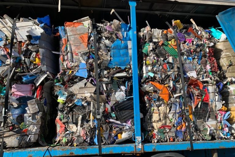 A lorry full of recyclable soft plastics
